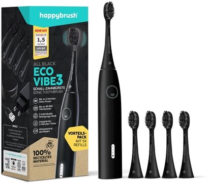 happybrush ECO VIBE 3 Starterkit + 4 Refills (Schwarz)