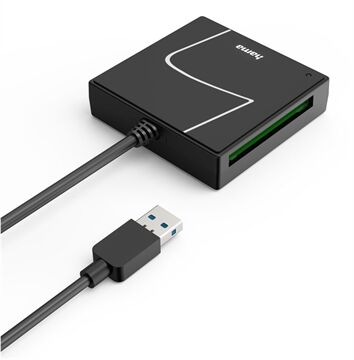 Hama USB 3.2 Kartenleser, SD/micro SD/CF (Schwarz)
