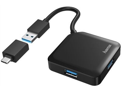 Hama USB-3.2 Gen1 Hub 4 Ports (Schwarz)