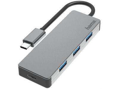 Hama USB-C-Hub 4 Ports, USB 3.2 Gen2 (Grau)