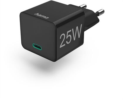 Hama Mini-Schnellladegerät USB-C (25W) (Schwarz)