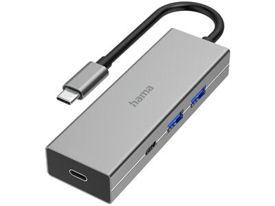 Hama USB-C-Hub 4 Ports, USB 3.2 Gen1 (Grau)