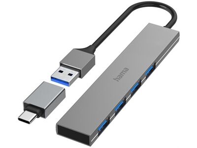 Hama USB-Hub 4 Ports USB 3.2 Gen1 (Grau)