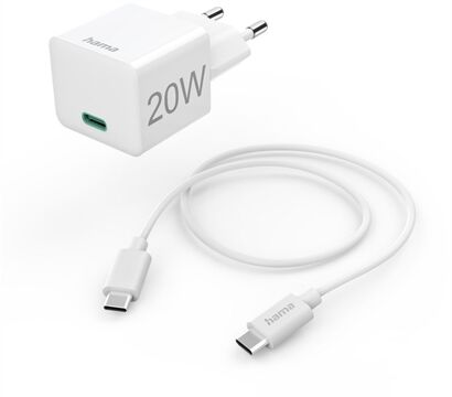Hama Schnellladegerät (20W) mit Ladekabel (1m) (weiss)