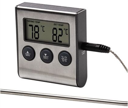 XavaX Digitales Bratenthermometer mit Timer, Kabelsensor